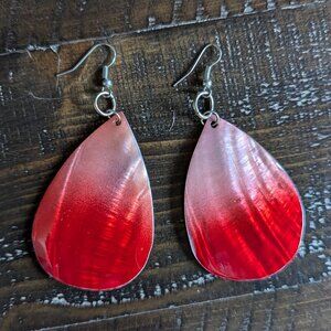 Vintage Ombre Red Pink Shell Beach Spring Sumner MOP Y2K Dangle Drop